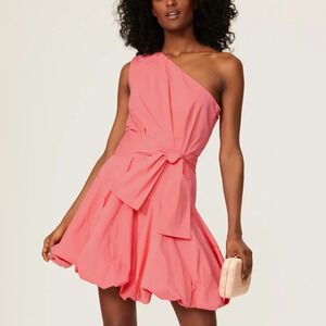 Derek Lam Pink Bubble Hem Mini Dress SIZE 4 Party One Shoulder Designer $345